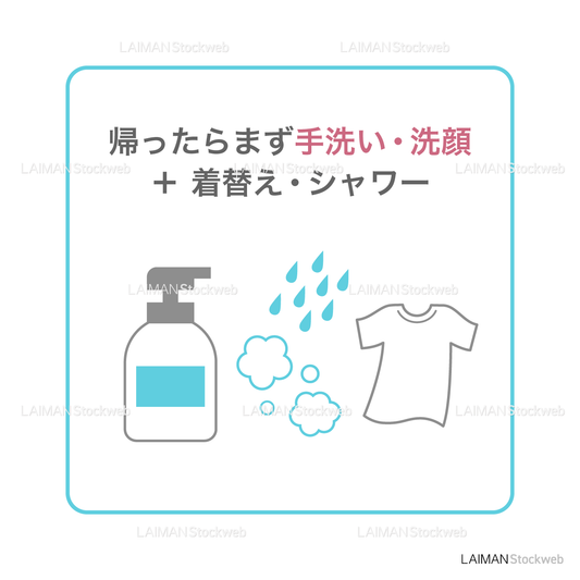 【新しい生活様式】帰ったらまず手洗い・洗顔 + 着替え・シャワー(タイプ1・Mサイズ)