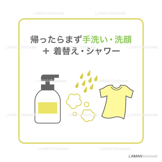 【新しい生活様式】帰ったらまず手洗い・洗顔 + 着替え・シャワー(タイプ2・Mサイズ)