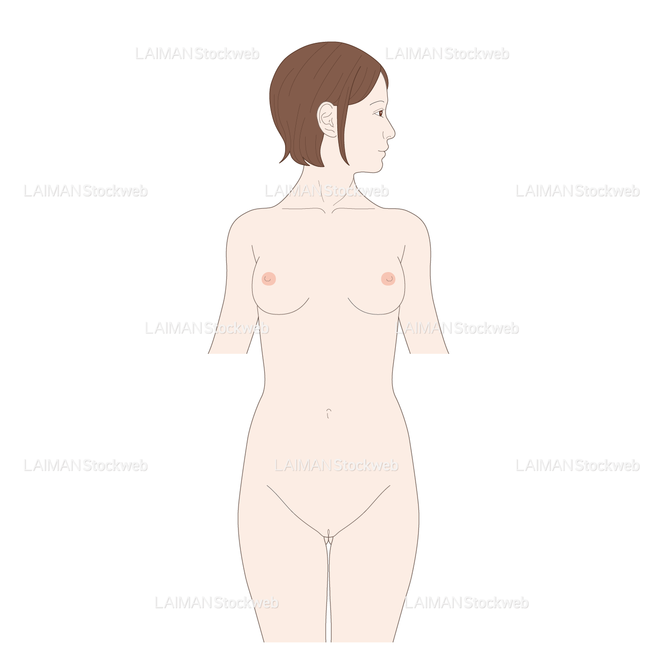 女性の体幹(頸部回旋)