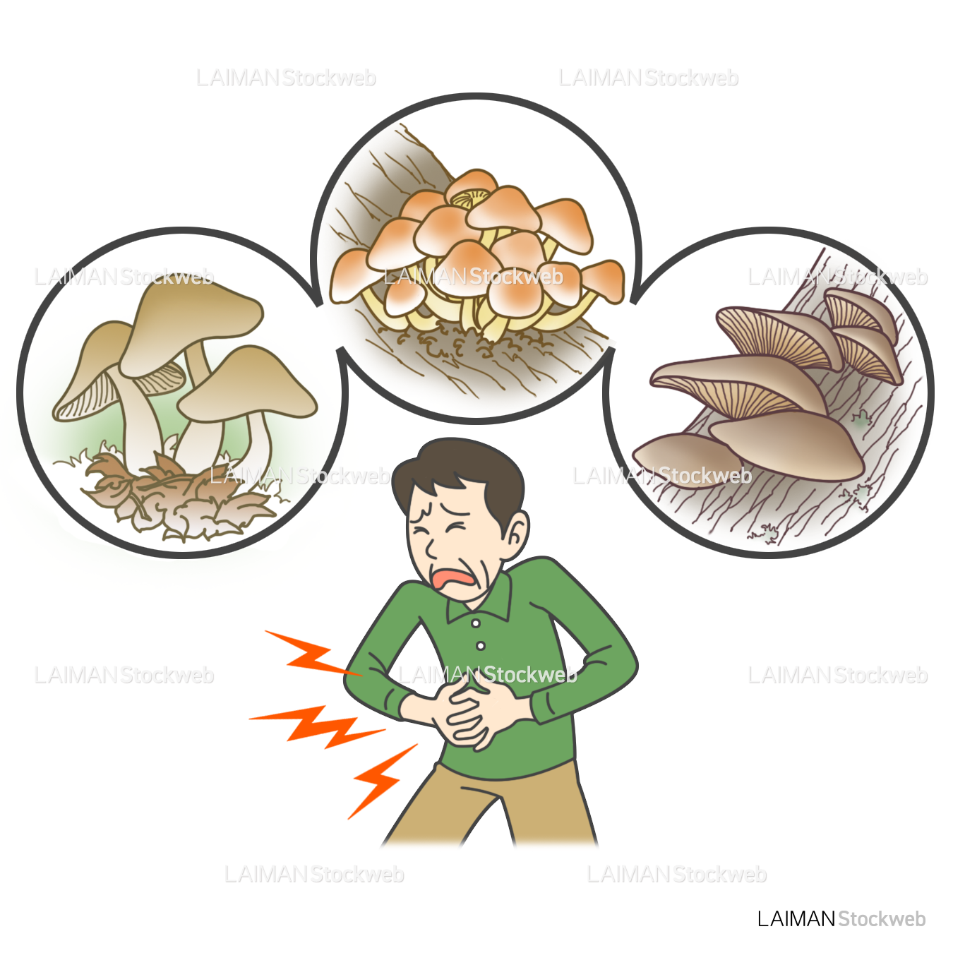 患者イラスト 食中毒(毒キノコを誤食)
