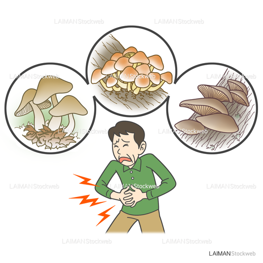 患者イラスト 食中毒(毒キノコを誤食)