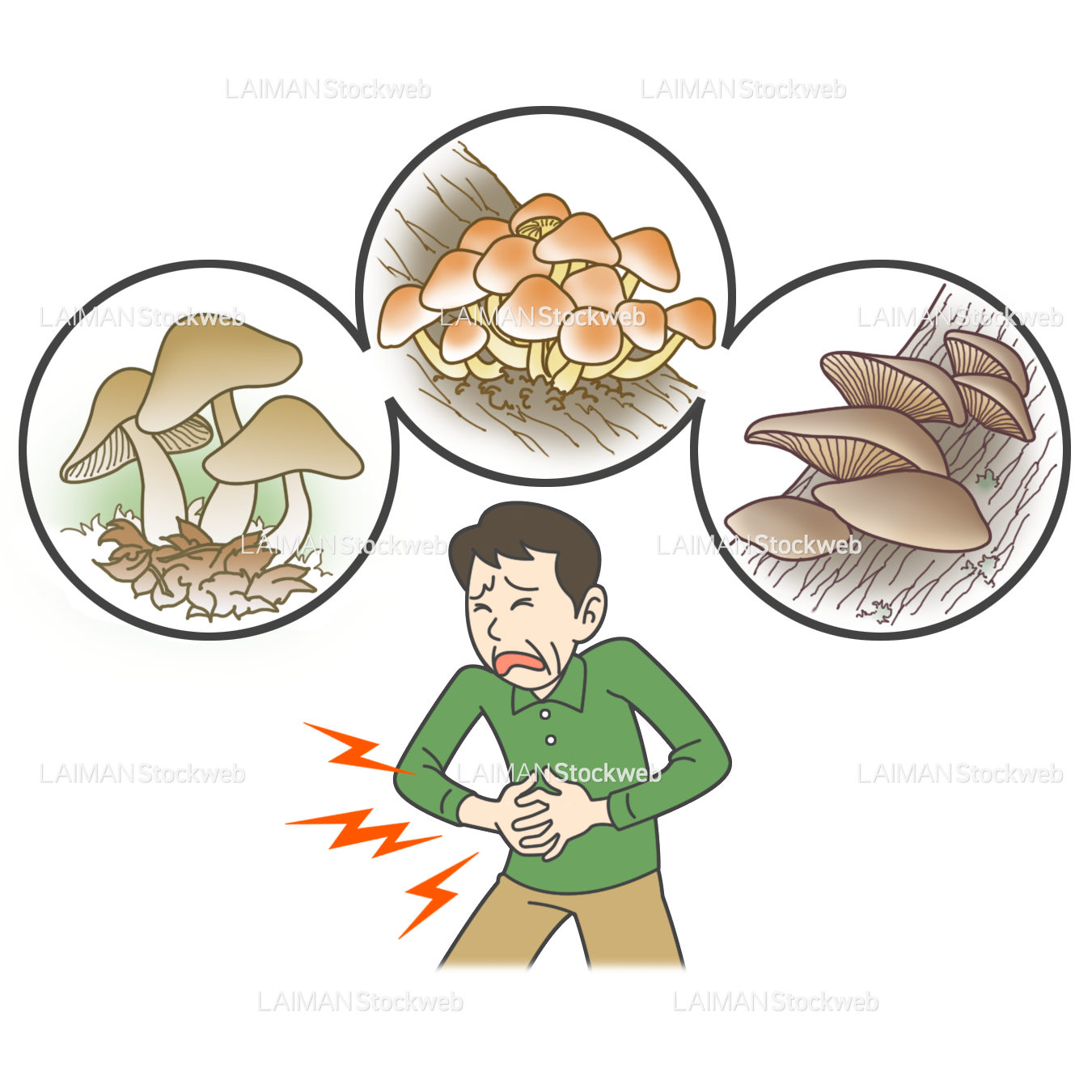 患者イラスト 食中毒(毒キノコを誤食)