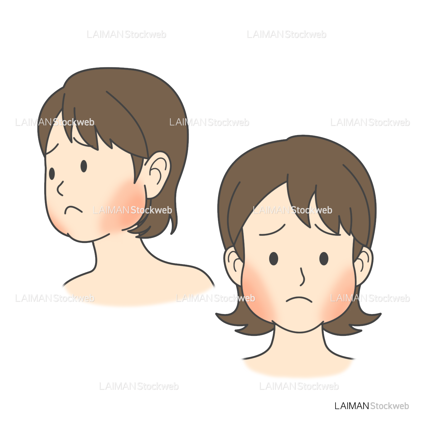 患者イラスト おたふく風邪(流行性耳下腺炎)