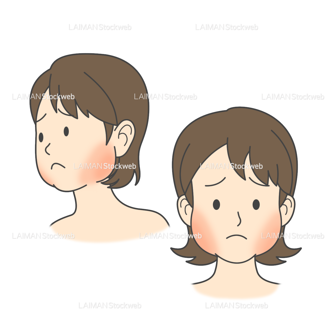 患者イラスト おたふく風邪(流行性耳下腺炎)