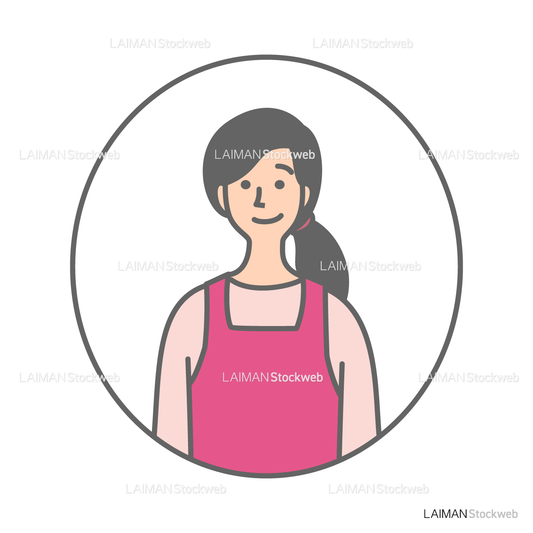 エプロンの女性（ピンク）