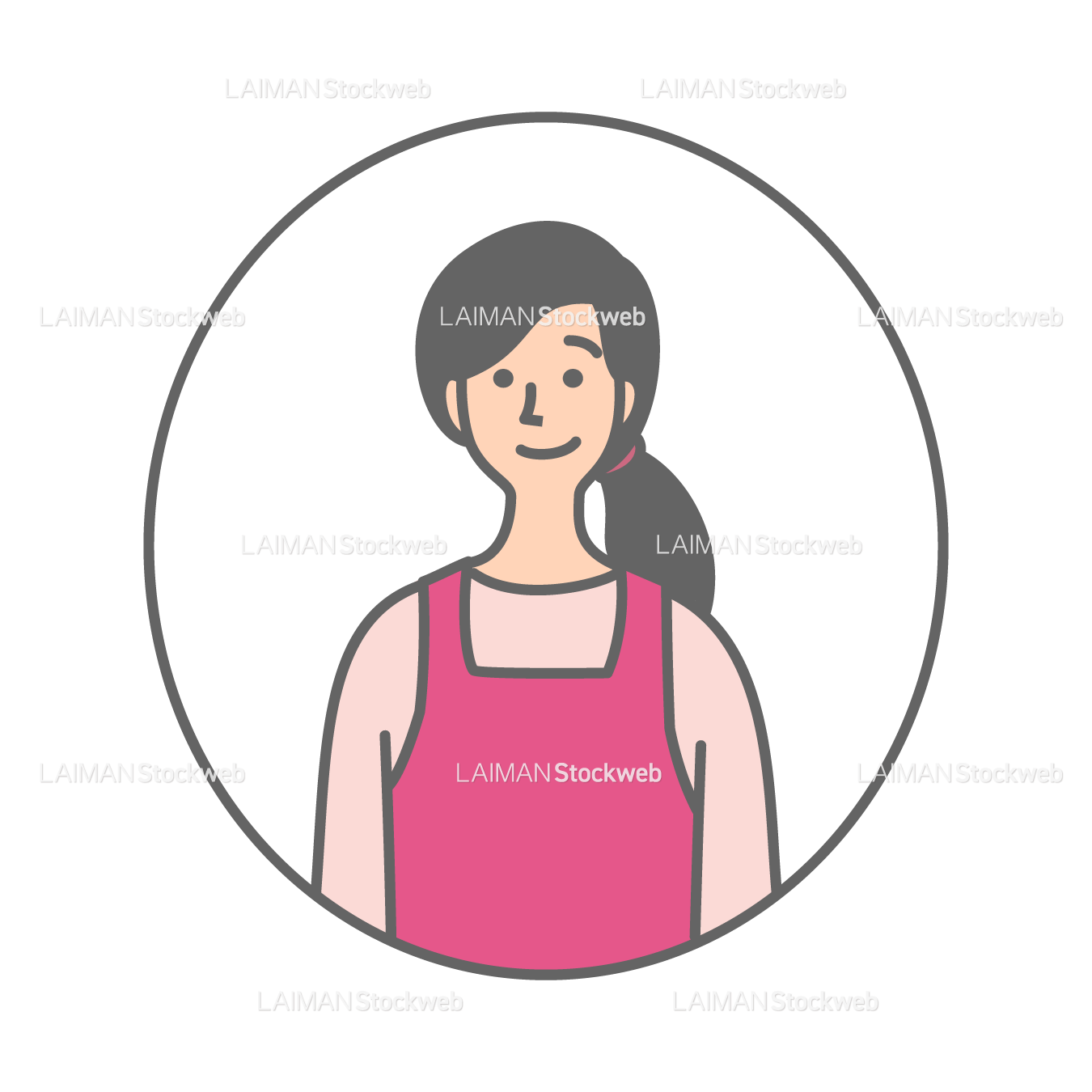 エプロンの女性（ピンク）