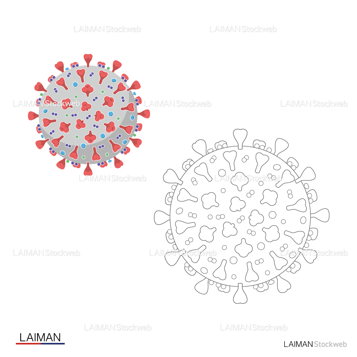 ＜塗り絵＞新型コロナウイルス（SARS-CoV-2)の構造_外観